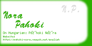 nora pahoki business card